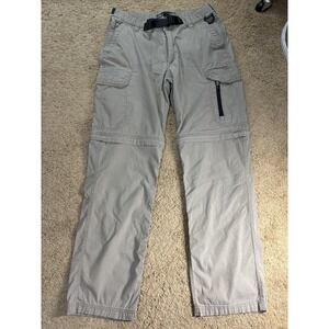 B.C. Clothing Convertible Pants Mens 32 Brown Cargo Pocket Belted Outdoor Hiking